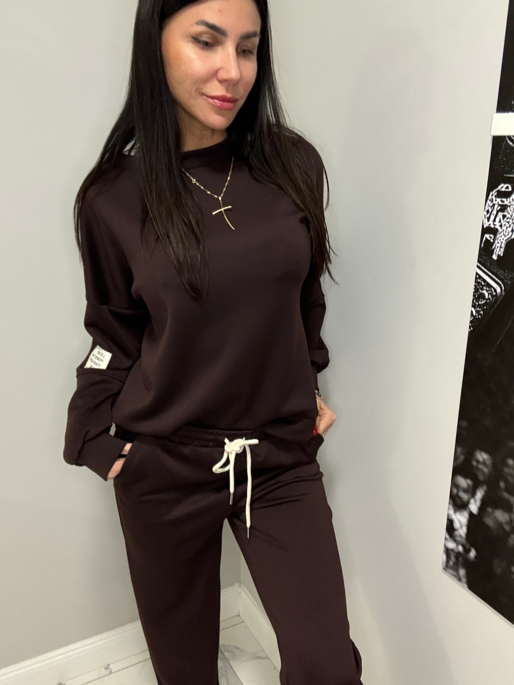 Dresowy komplet czekoladowy - Viscoza 60%