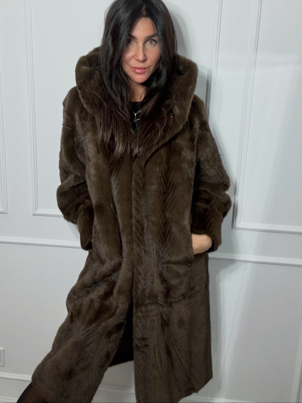 Płaszcz z imitacji futra