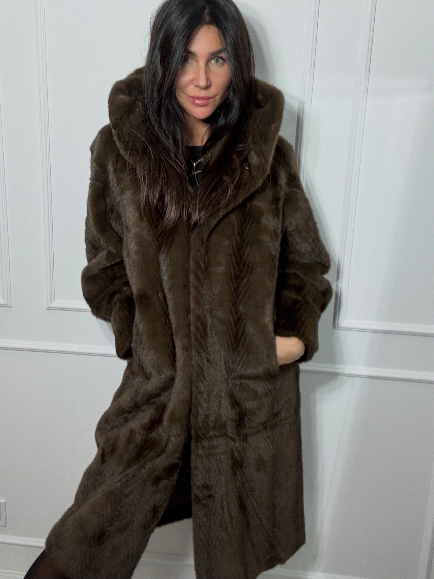 Płaszcz z imitacji futra