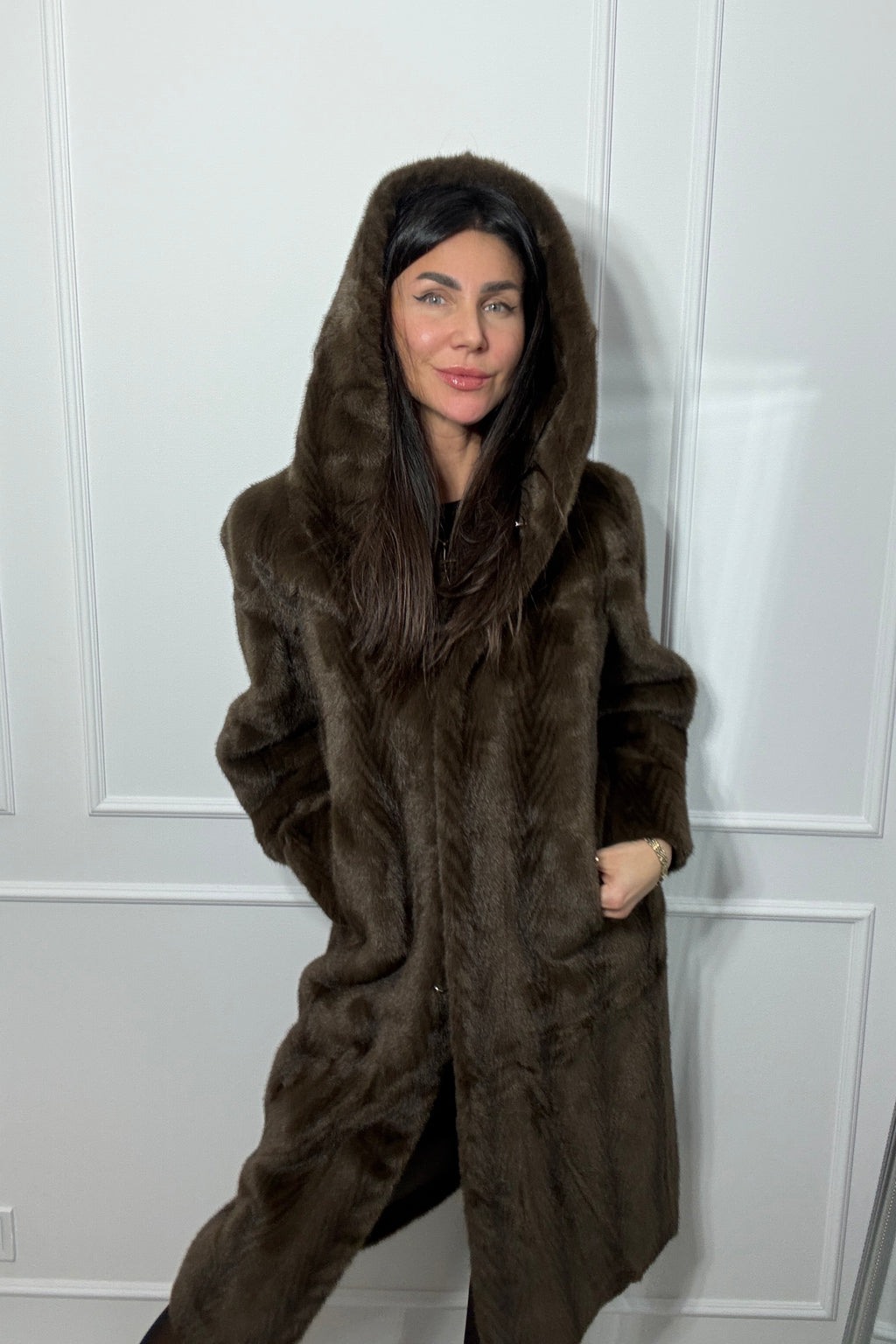 Płaszcz z imitacji futra