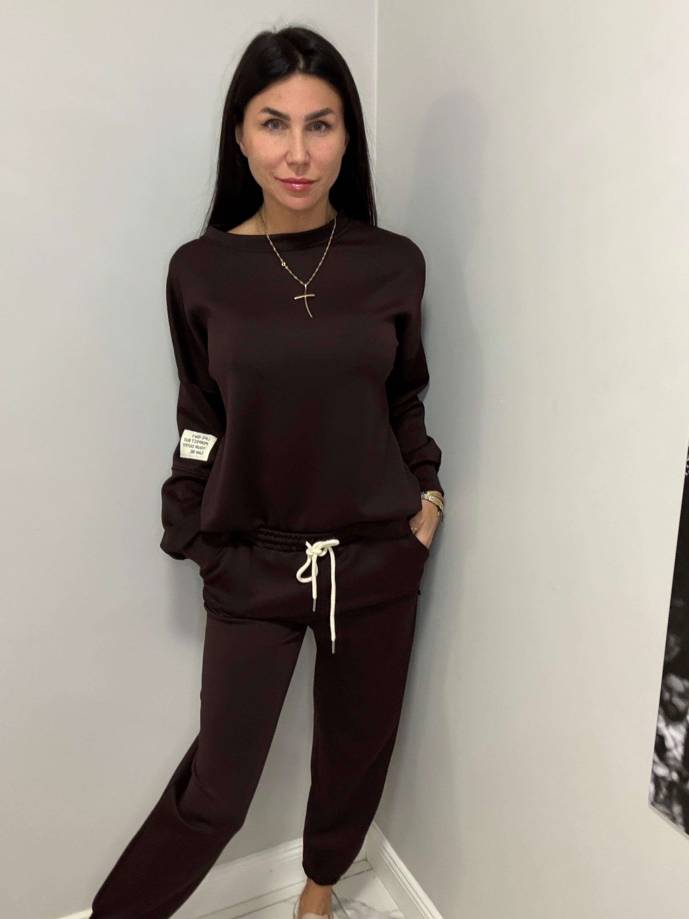 Dresowy komplet czekoladowy - Viscoza 60%