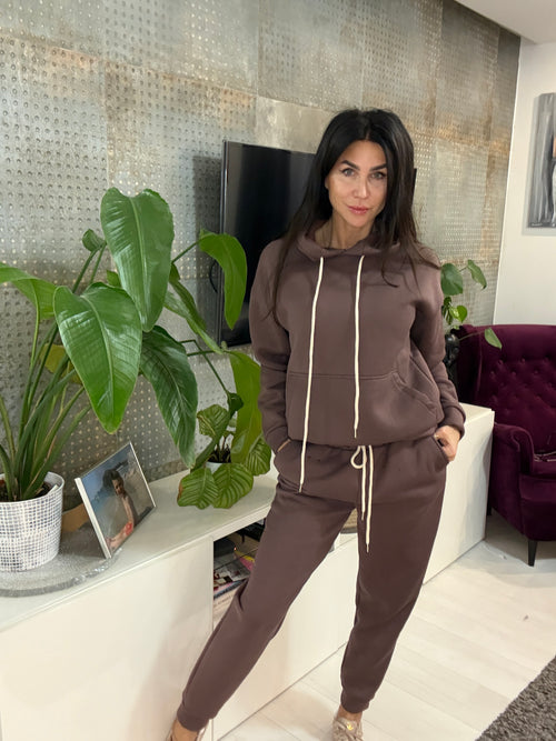 Ciepły beżowy komplet dresowy - bawełna 95%