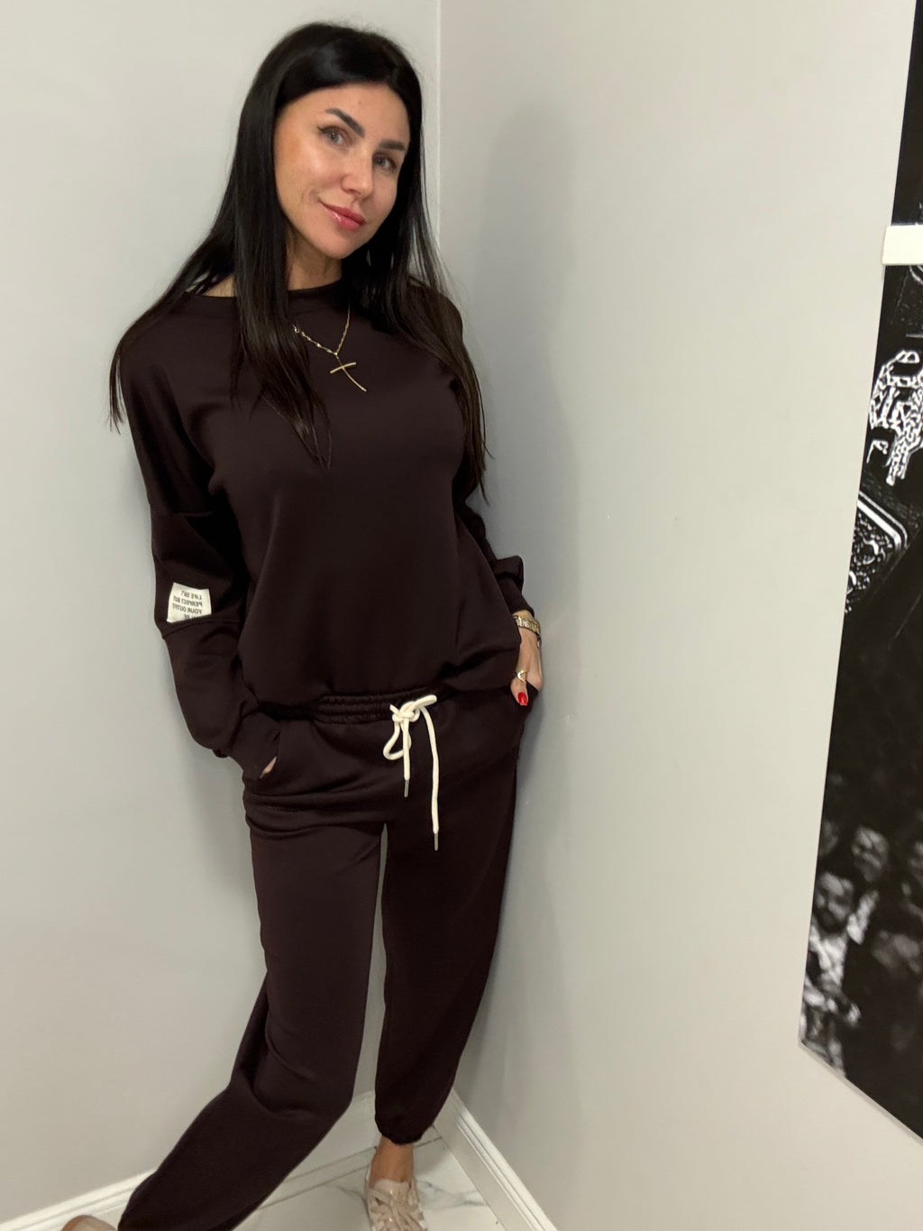 Dresowy komplet czekoladowy - Viscoza 60%