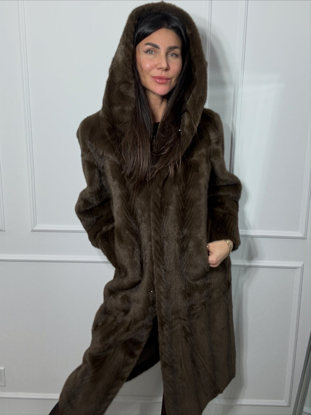 Płaszcz z imitacji futra