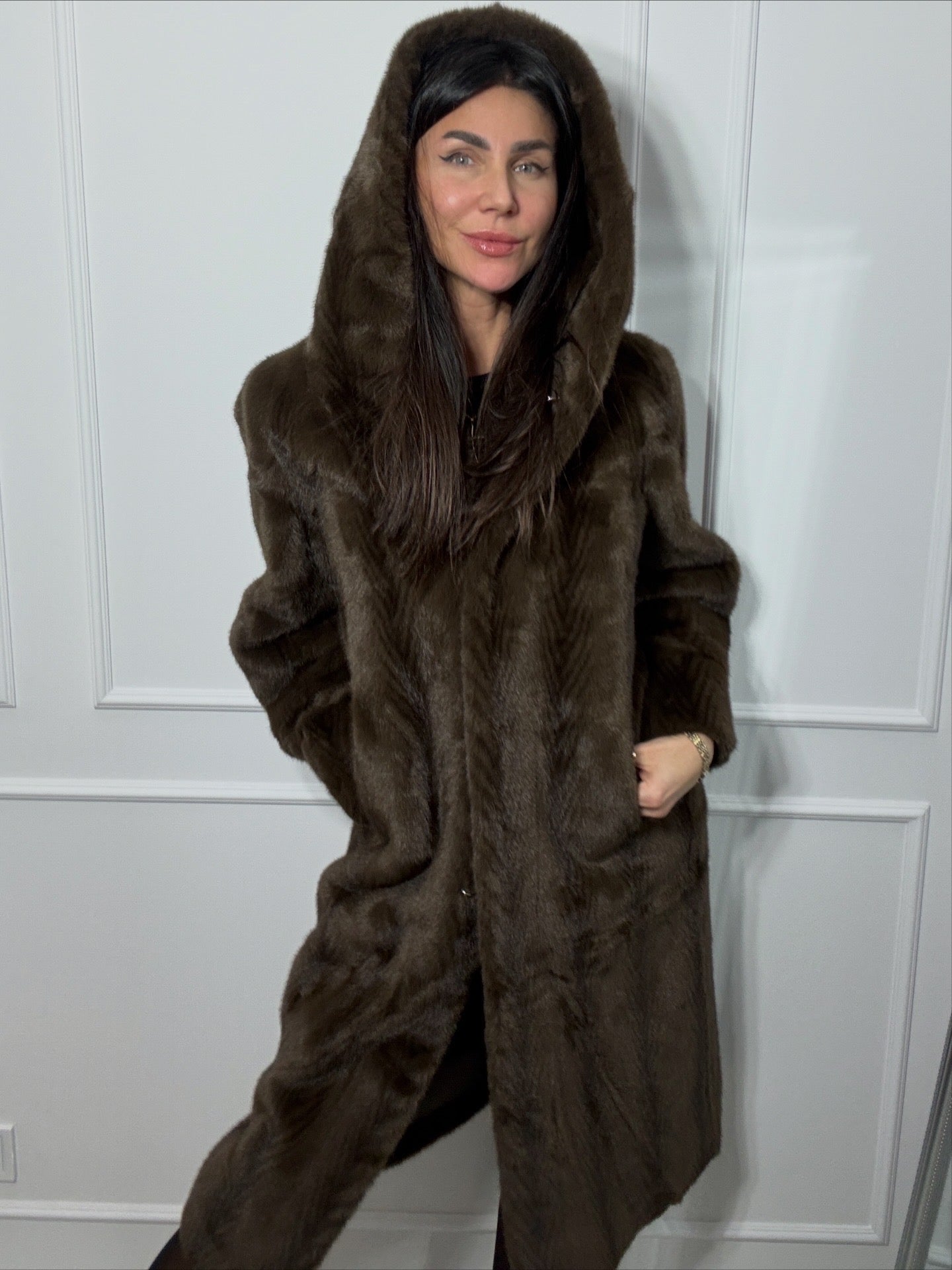 Płaszcz z imitacji futra