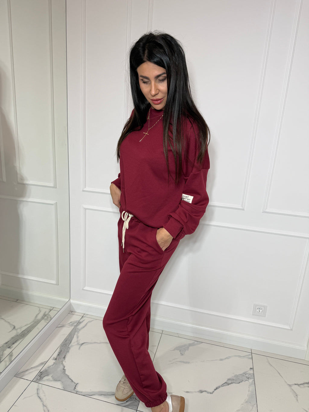 Dresowy komplet bordowy - Viscoza 60%