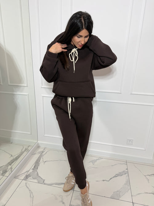 Ciepły czekoladowy komplet dresowy - bawełna 95%