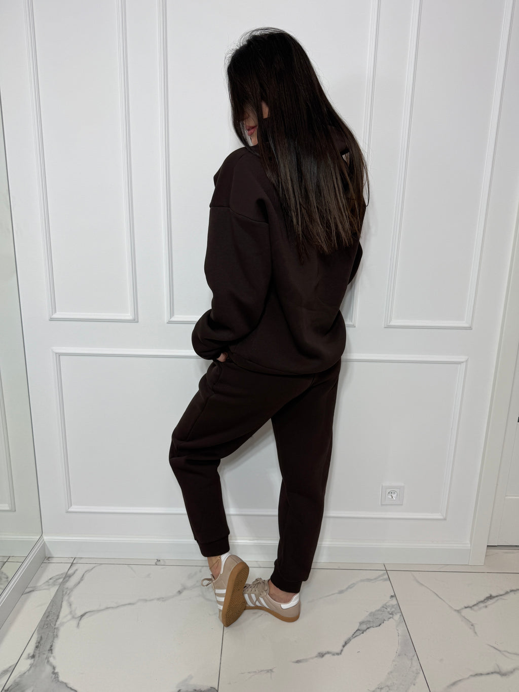 Ciepły czekoladowy komplet dresowy - bawełna 95%