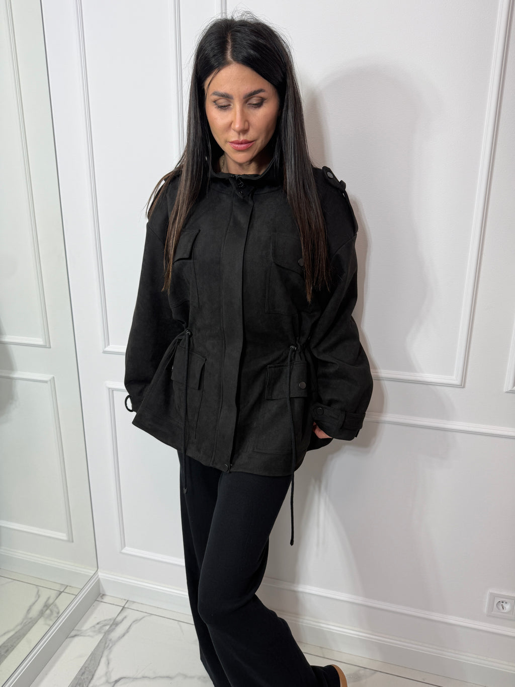 Kurtka ze ściągaczami, Oversize czarna