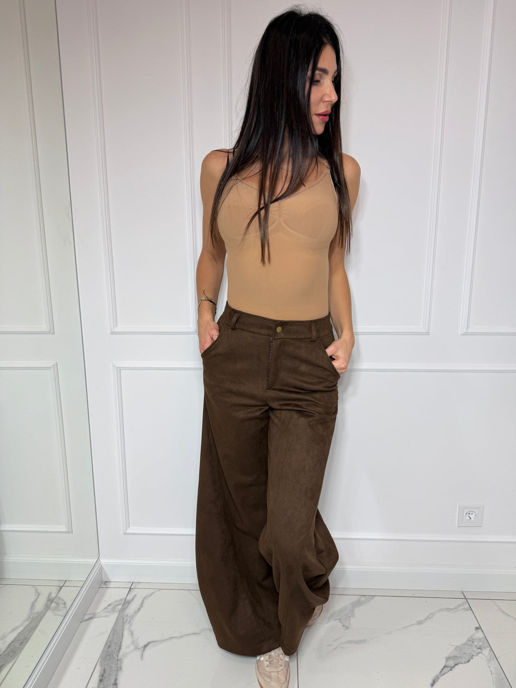 Zamszowe spodnie Wide Leg