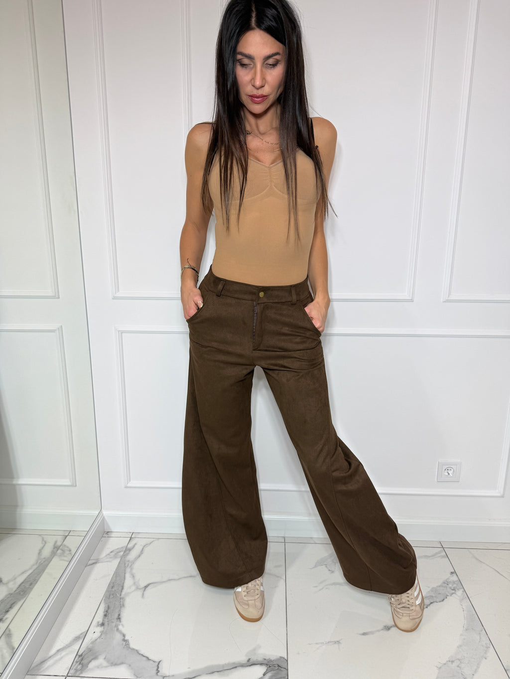 Zamszowe spodnie Wide Leg