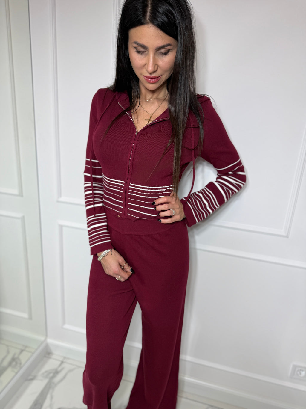 Zestaw sweterkowy - bordowy