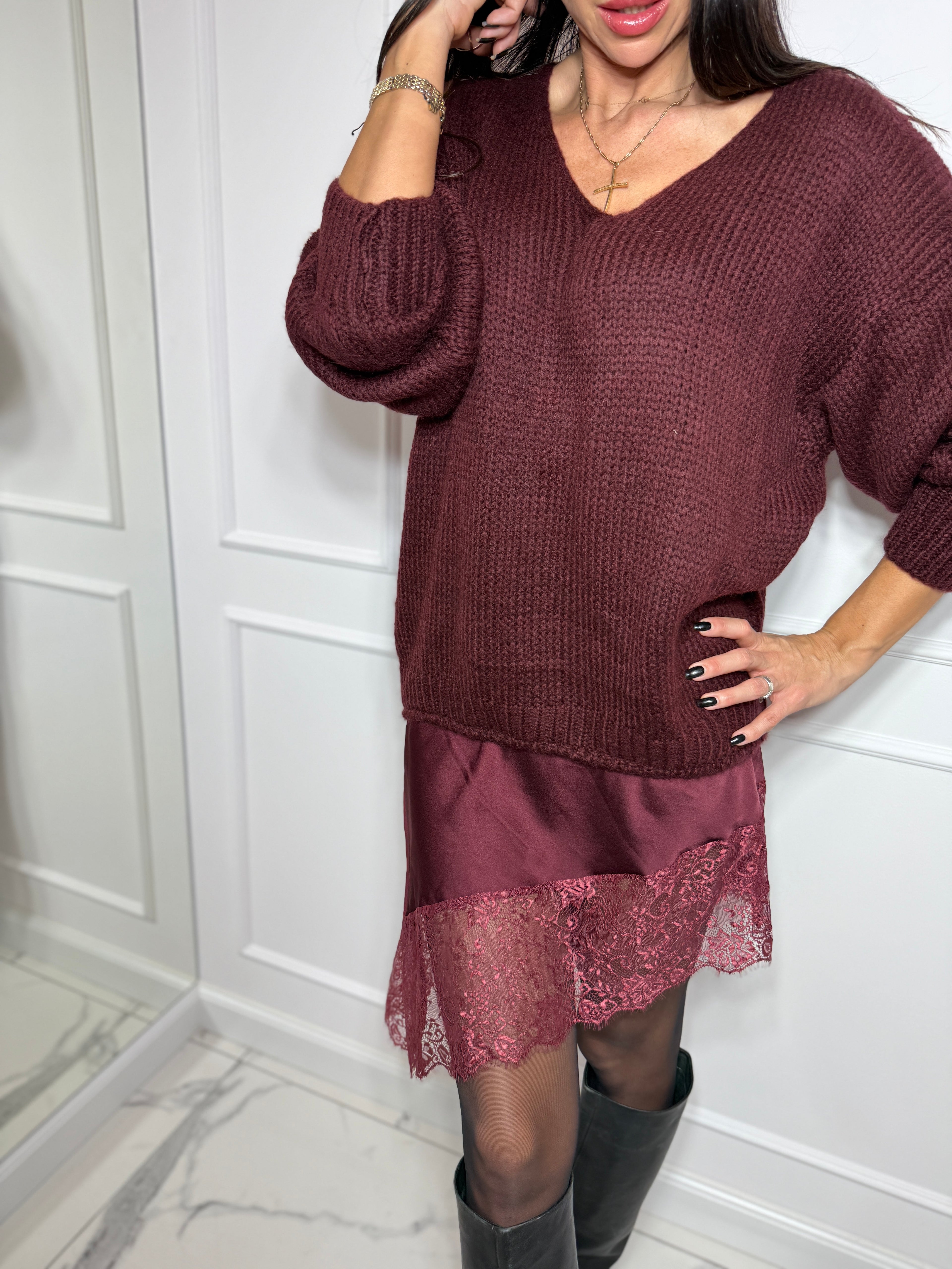 Swetrowa sukienka z halką